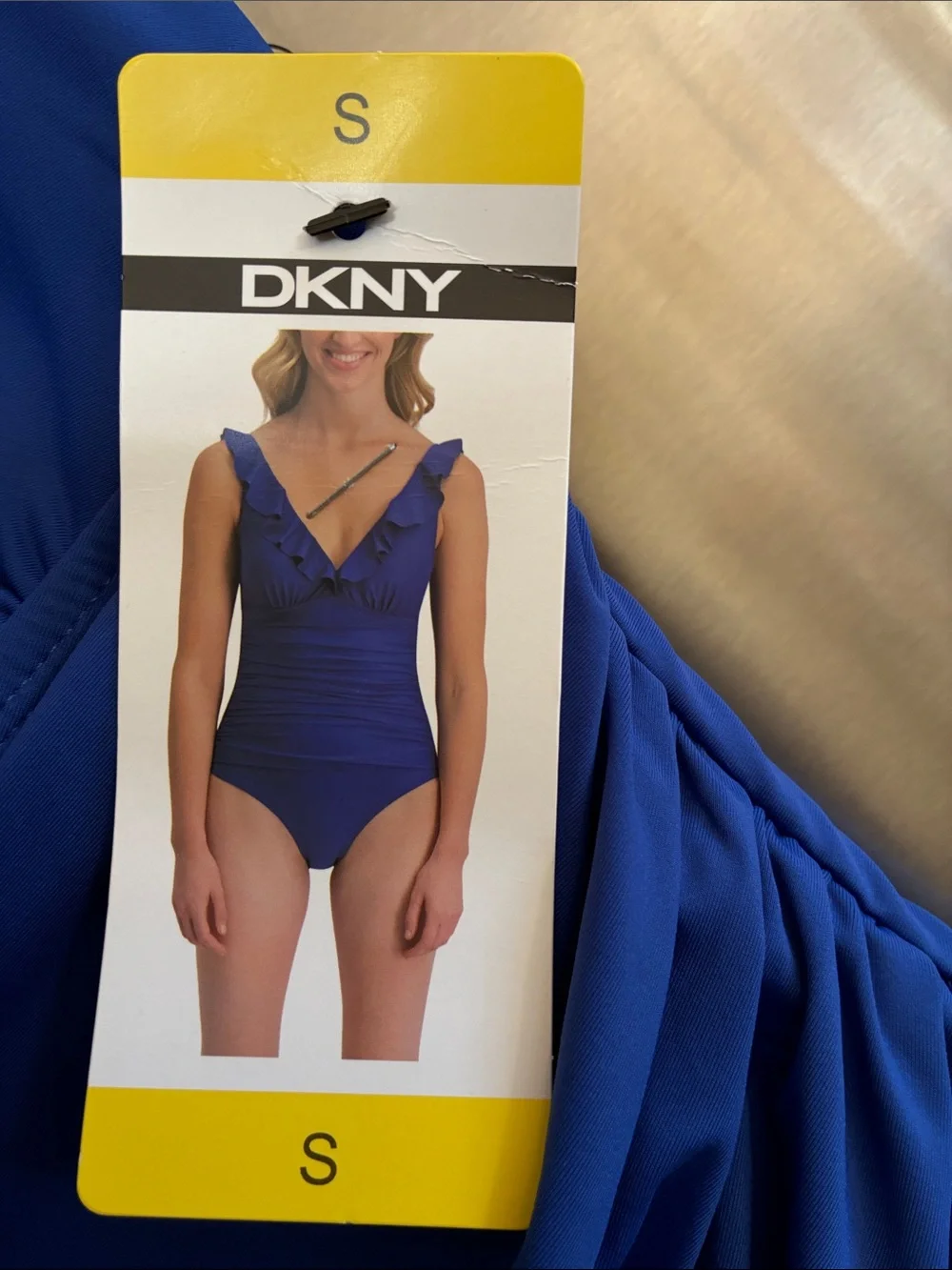 Dkny Royal Blue Ruffle One-Piece Swimsuit - Picture 2 of 8